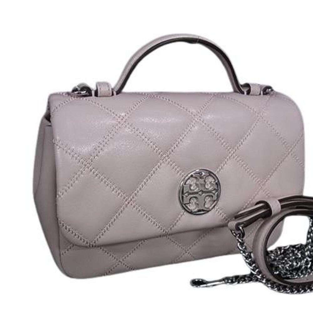 TORY BURCH Willa Mini Pink Leather Quilted Handbag for Women